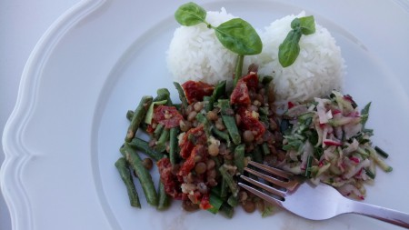 Zelené struky so šošovicou